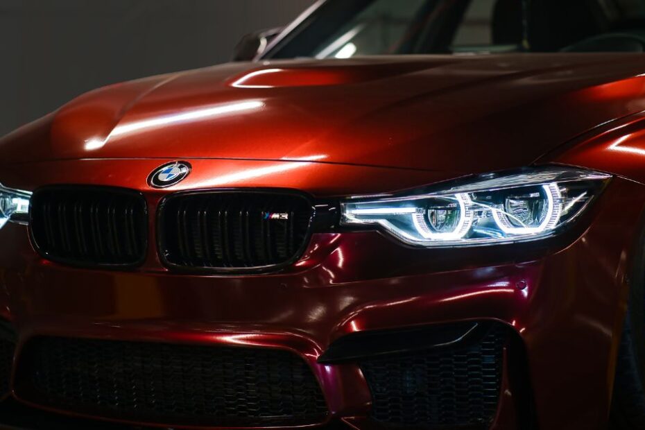 Red BMW Close up Shot