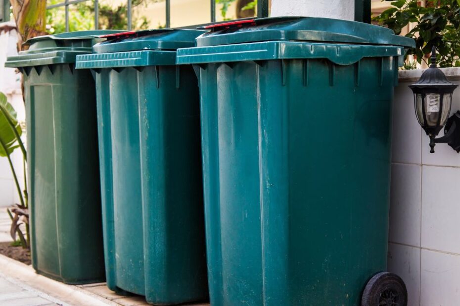 Large Green Wheelie Bin at Public Park