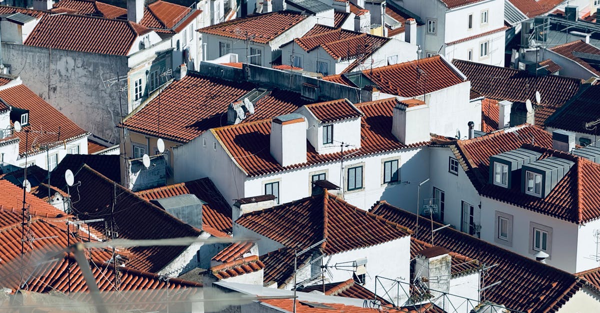 Explore the picturesque red rooftops of Lisbon, Portugal, under clear sunlight.