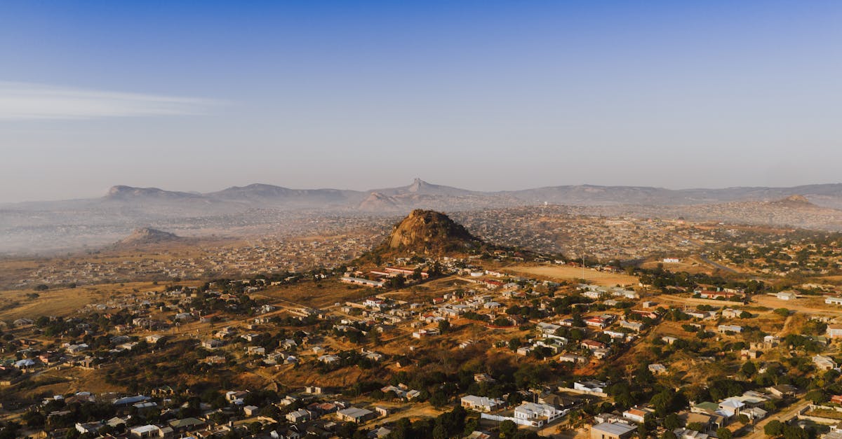 Aerial view of Phola township, surrounded by hills in Mpumalanga, South Africa.